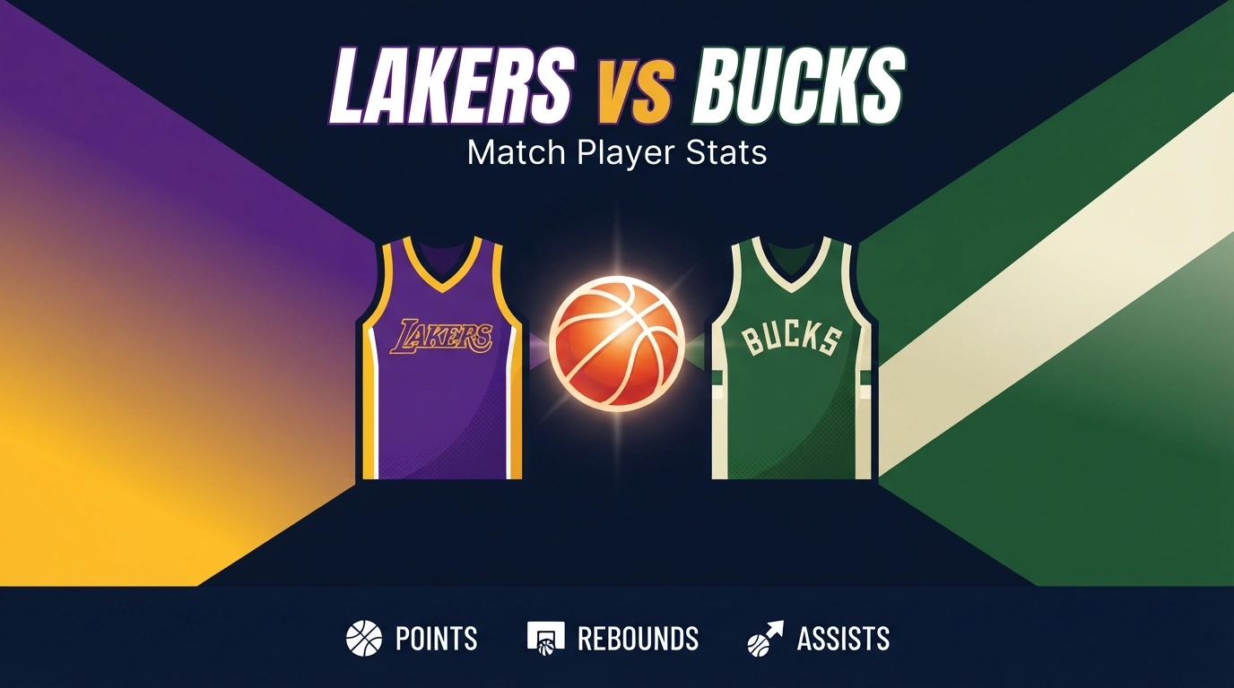 Lakers vs Bucks match player stats graphic